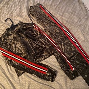 New two piece velvet track suit
